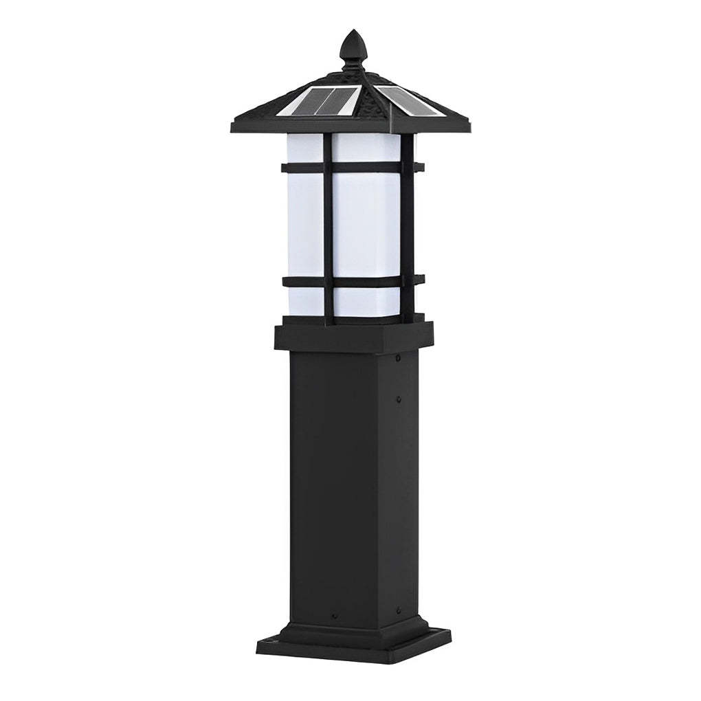 Modern Solar LED Lawn Lamp with Ancient Asian Style Top Waterproof Outdoor Light-Lighom