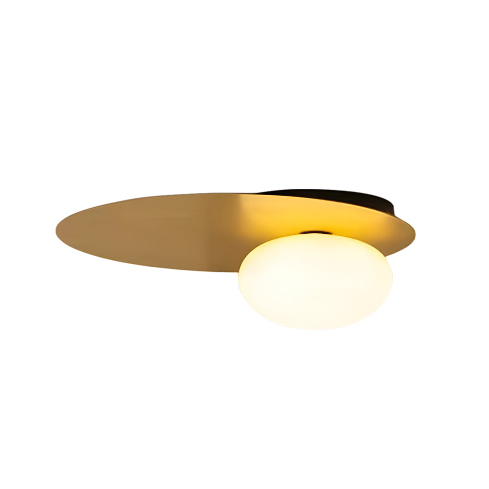 LED Oval Metal White Glass Flush Mount Light