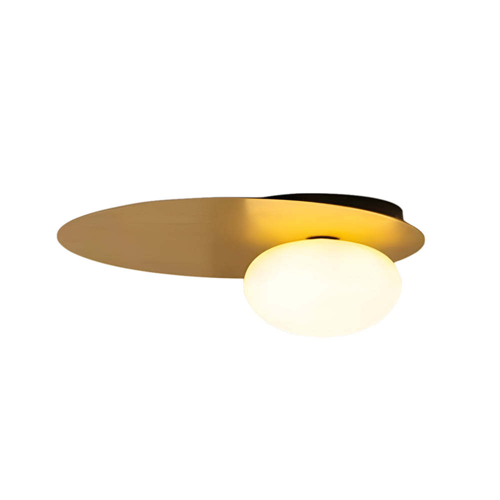 LED Oval Metal White Glass Flush Mount Light