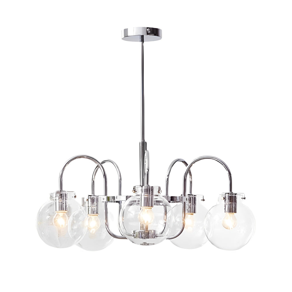 4/5-Light Glass Ball Curved Iron Nordic Pendant Chandelier