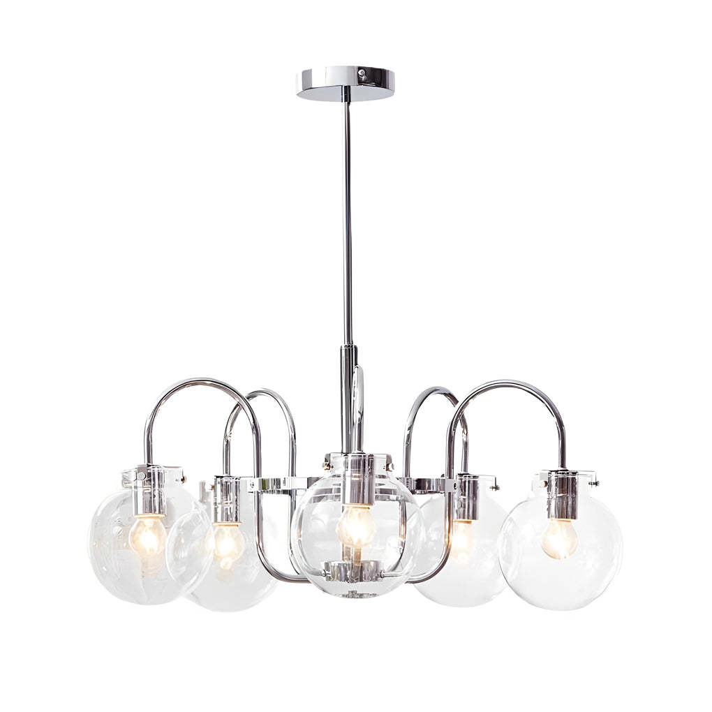 4/5-Light Glass Ball Curved Iron Nordic Pendant Chandelier