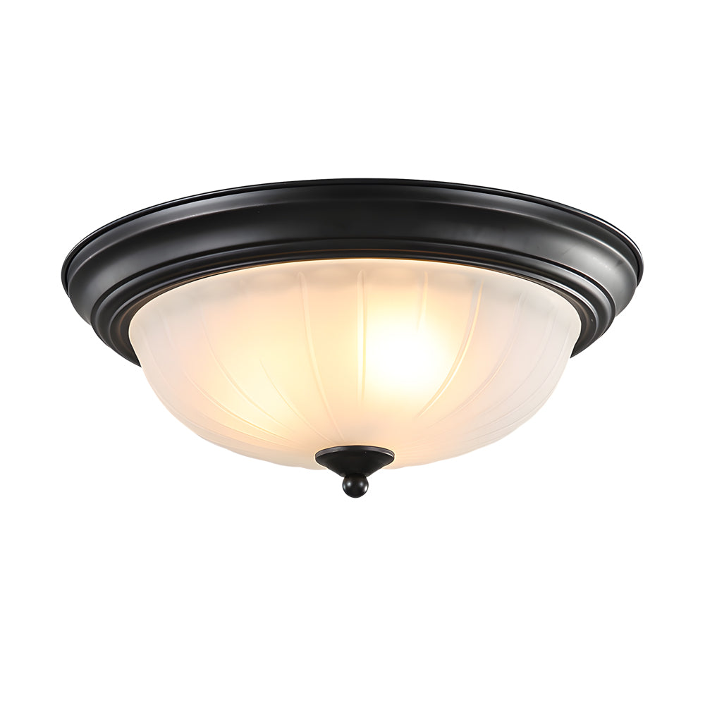 Round Glass Iron American Bedroom Ceiling Light