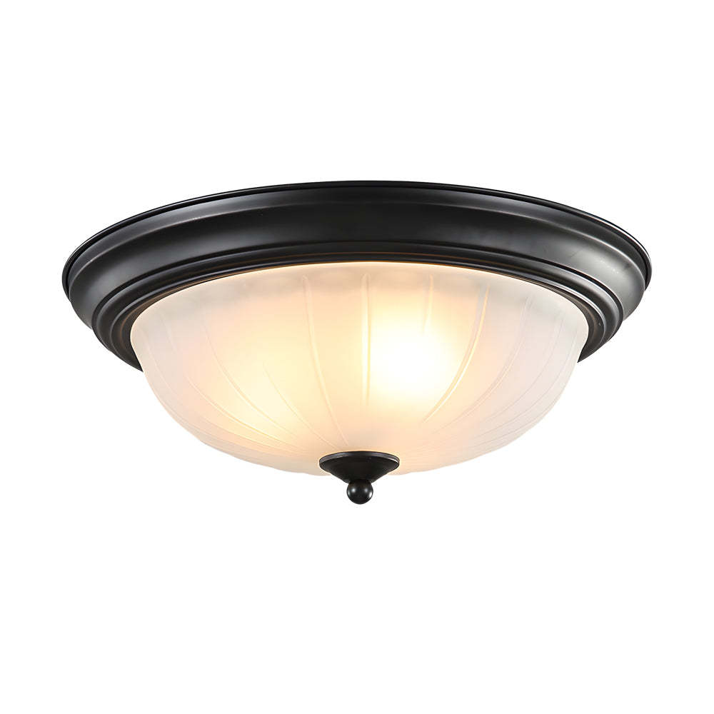 Round Glass Iron American Bedroom Ceiling Light