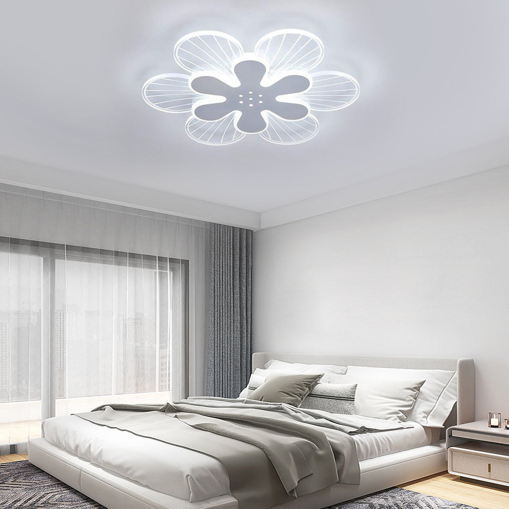 Modern flower synthetic flush mount lighting — 2" H x 17" Dia / Cool White (6000K)