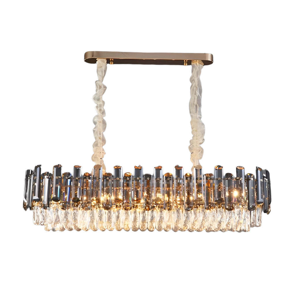 Multilayer Oval Crystal Plated Modern Chandelier