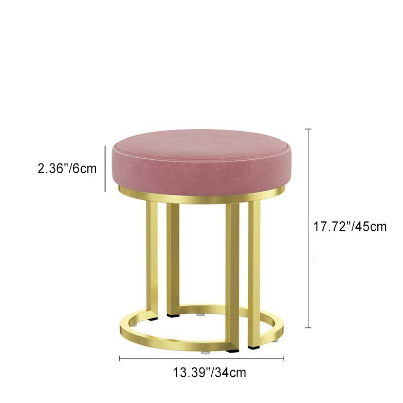 Modern Leather Velvet Iron Cylindrical Vanity Stool — White - Leather