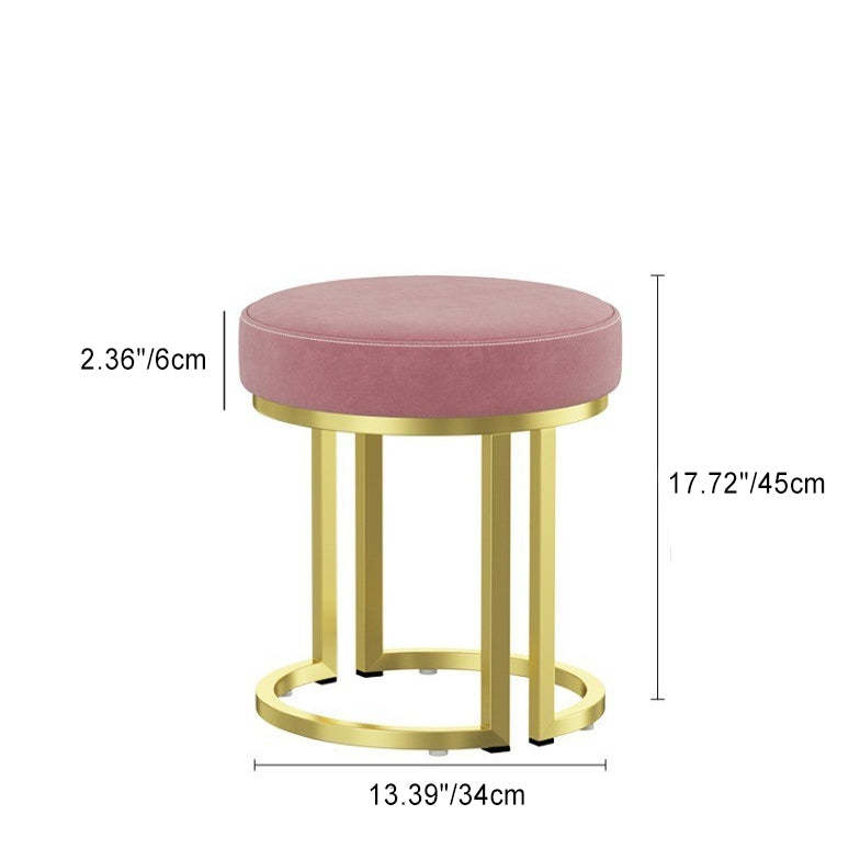 Modern Leather Velvet Iron Cylindrical Vanity Stool — White - Leather