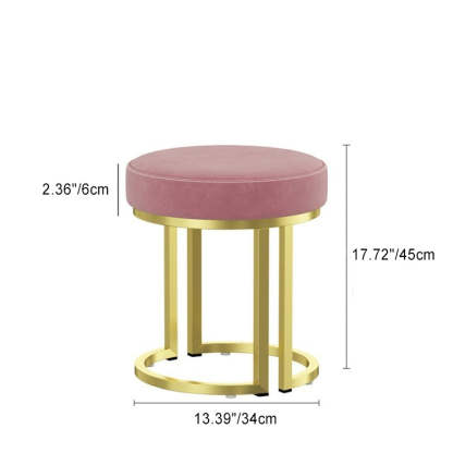 Modern Leather Velvet Iron Cylindrical Vanity Stool — White - Leather