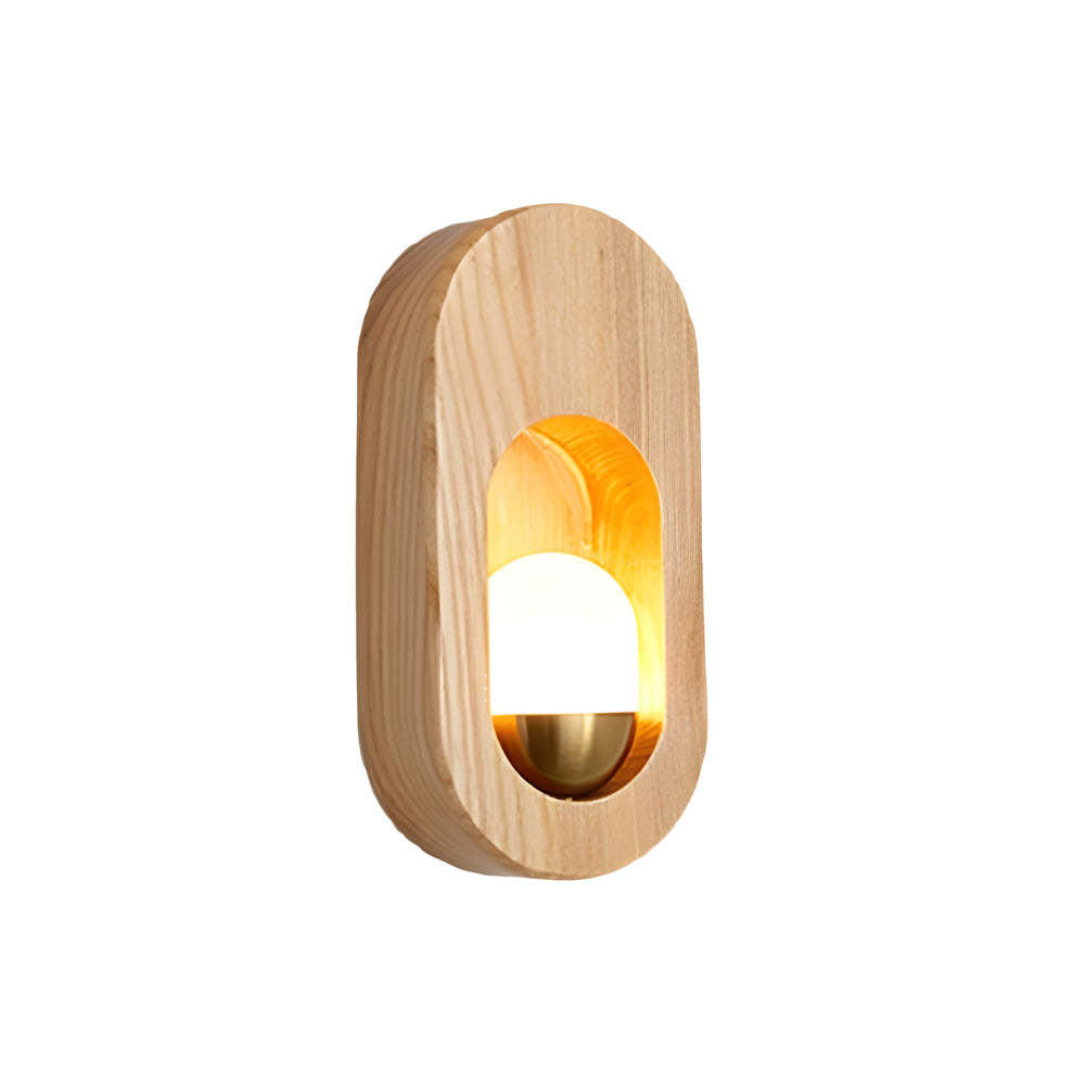 1-Light Wood Oval Wall Sconce - Wood/Walnut-Lighom