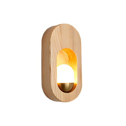 1-Light Wood Oval Wall Sconce - Wood/Walnut-Lighom