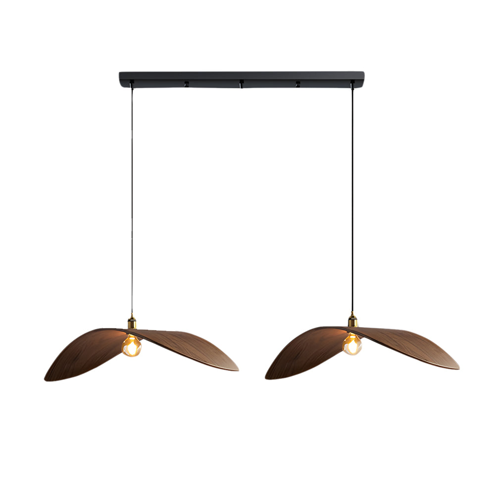 Wabi-Sabi Walnut Bar Leaf Curve Wood Pendant Light