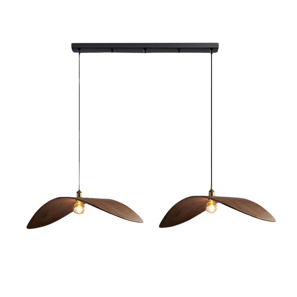 Wabi-Sabi Walnut Bar Leaf Curve Wood Pendant Light