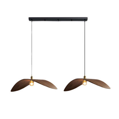 Wabi-Sabi Walnut Bar Leaf Curve Wood Pendant Light
