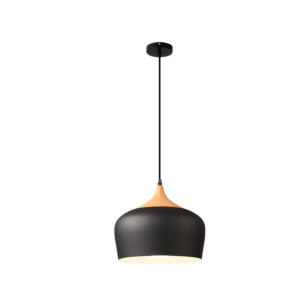 Dome Wood Detail Modern Island Pendant Light
