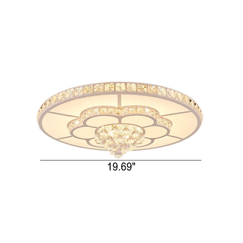 Modern Luxury Round Crystal LED Flush Mount Light