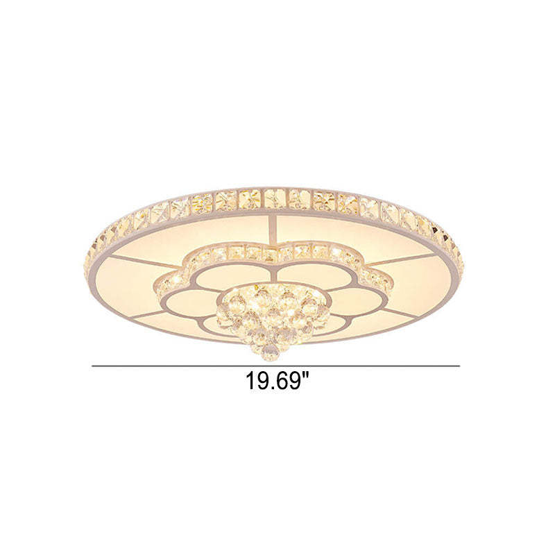Modern Luxury Round Crystal LED Flush Mount Light