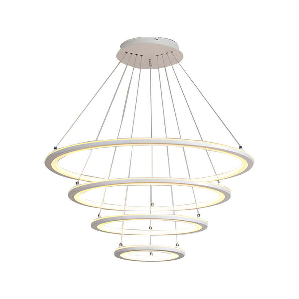 4 Rings Chandelier Light LED Mid-century Chandeliers with Remote-Lighom