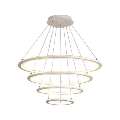 4 Rings Chandelier Light LED Mid-century Chandeliers with Remote-Lighom