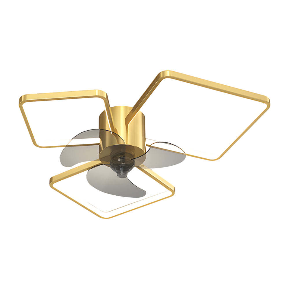 Square Round Rings Three Step Dimming LED Silent Modern Ceiling Fans Lamp-Lighom