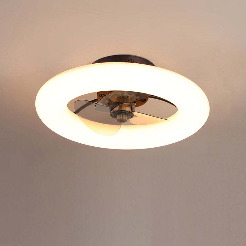 Modern Circle LED Semi-Flush Ceiling Fan Light