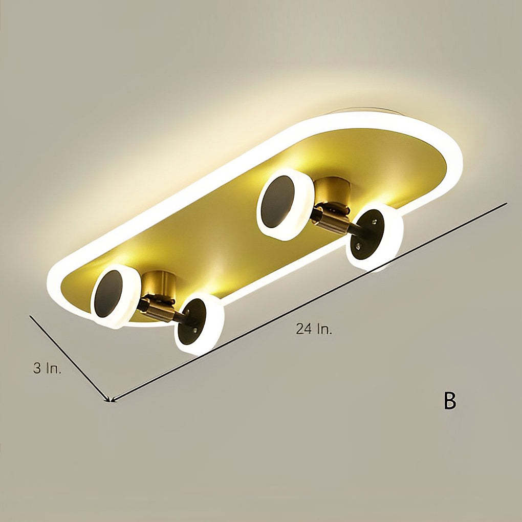 Cartoon Skateboard Dimmable LED Gold Modern Ceiling Light