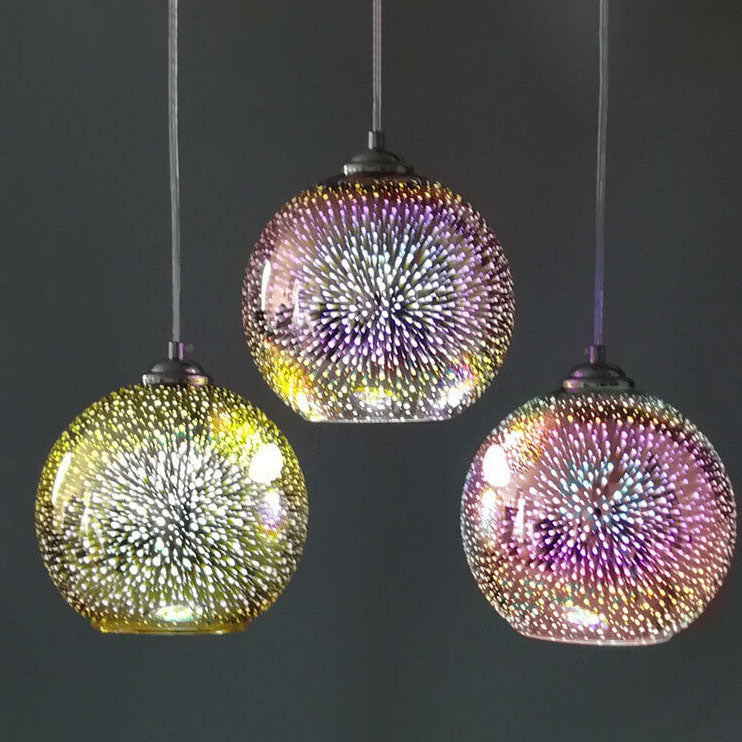 Modern 3D Fireworks Glass Dome Pendant