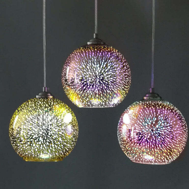 Modern 3D Fireworks Glass Dome Pendant