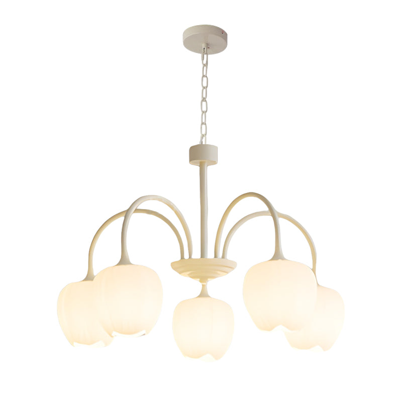 Tulips Flowers Three Step Dimming LED Milky White Modern Chandelier-Lighom
