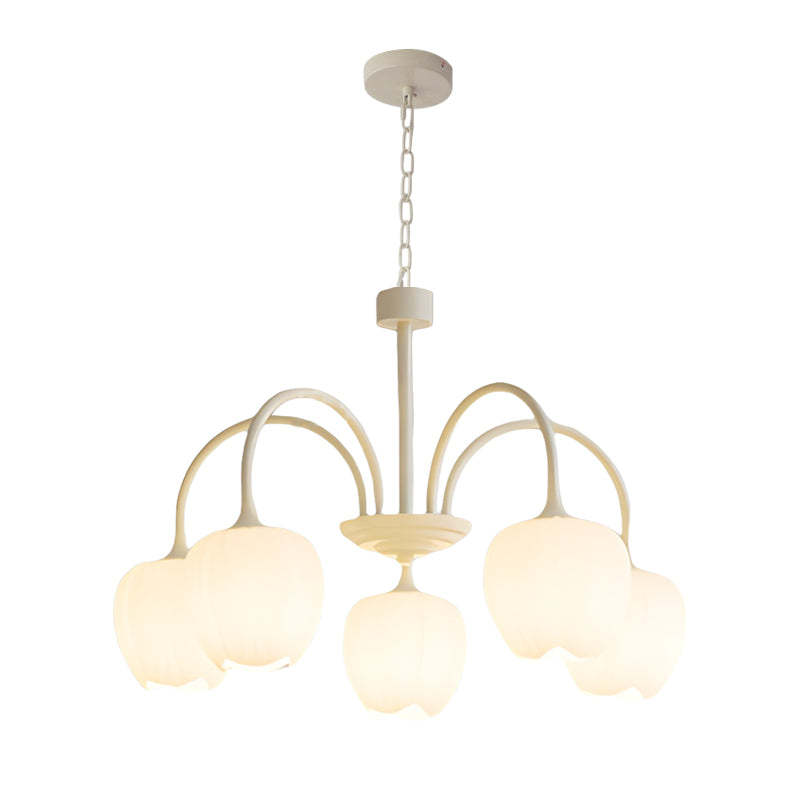 Tulips Flowers Three Step Dimming LED Milky White Modern Chandelier-Lighom