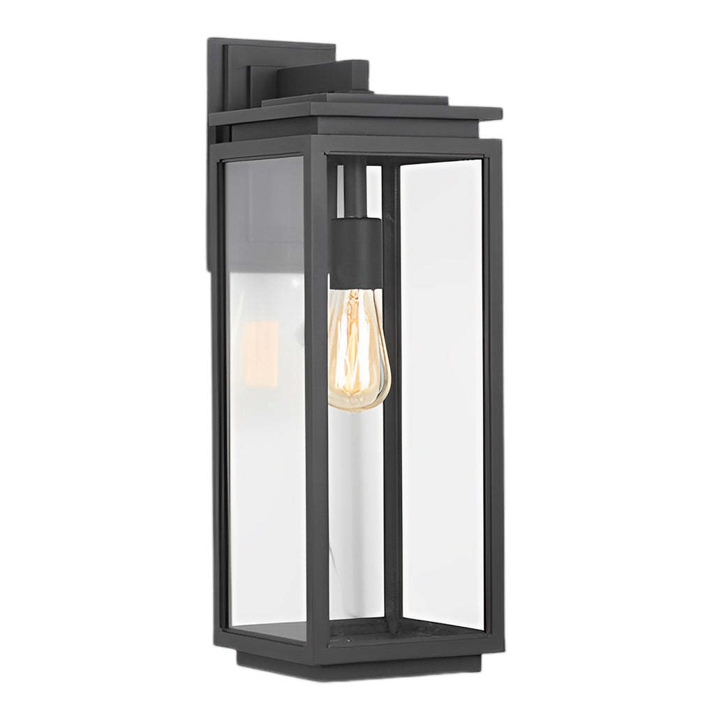 Waterproof Rectangular Glass Black Industrial Outdoor Wall Lamp Exterior Lights-Lighom