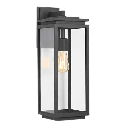 Waterproof Rectangular Glass Black Industrial Outdoor Wall Lamp Exterior Lights-Lighom
