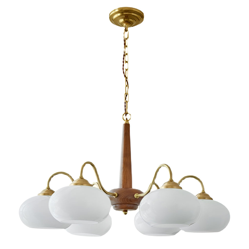 4/6-Light Glass Wood E27 LED Nordic Pendant Chandelier