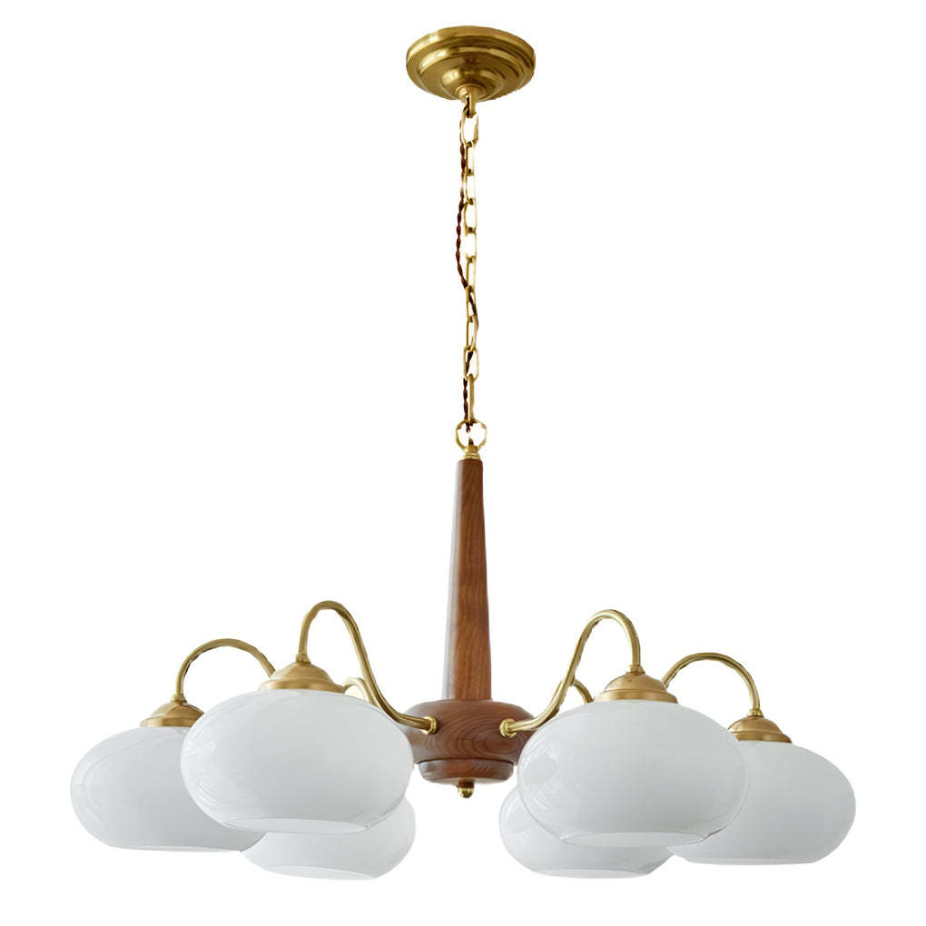 4/6-Light Glass Wood E27 LED Nordic Pendant Chandelier