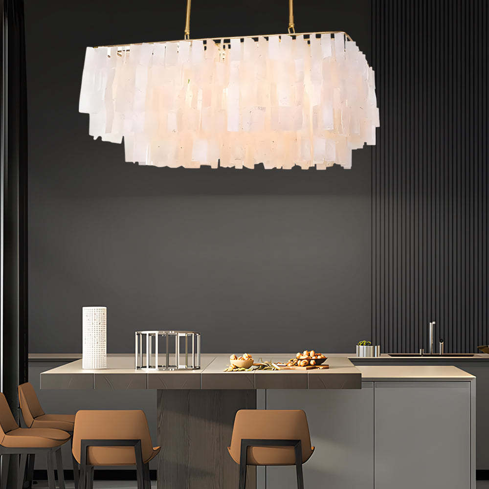 Traditional Classic Metal Capiz Shell 3-Bulb Chandelier