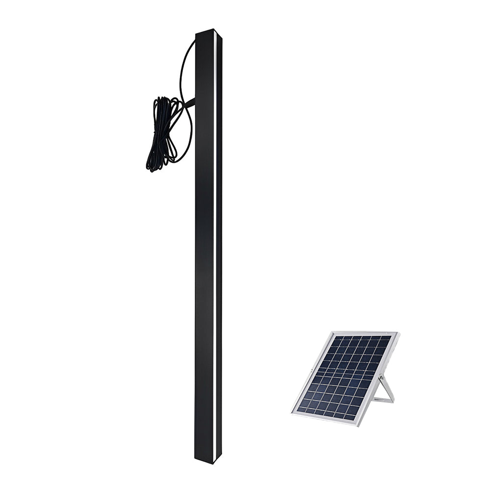 Minimalist Long Strip LED Waterproof Black Modern Solar Wall Sconce Lighting-Lighom