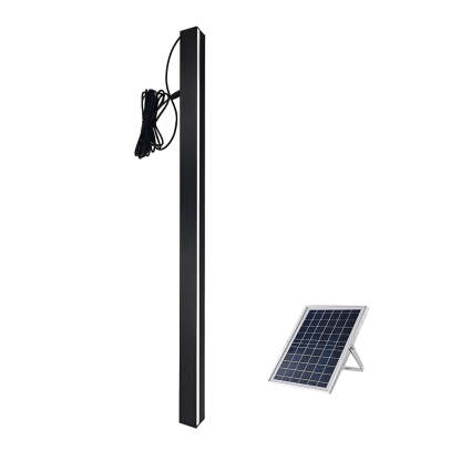 Minimalist Long Strip LED Waterproof Black Modern Solar Wall Sconce Lighting-Lighom