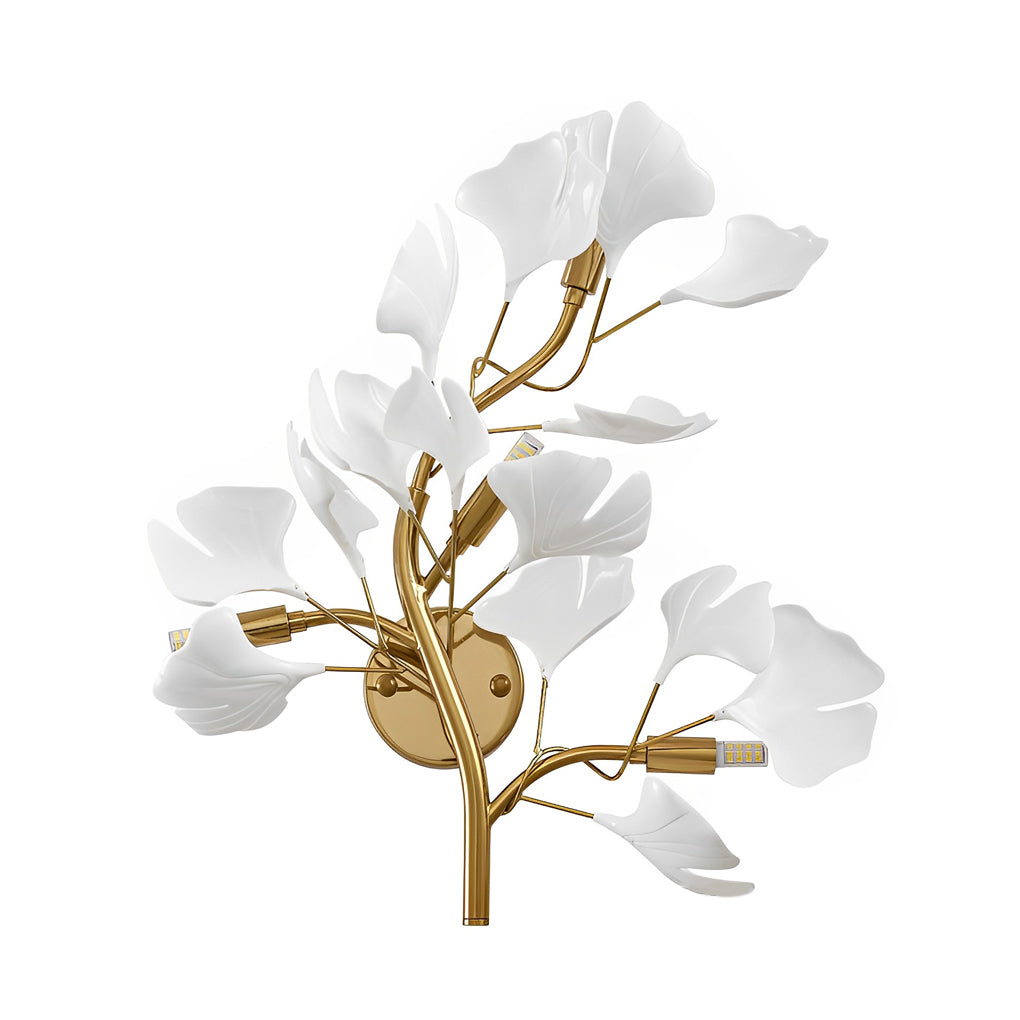 Ginkgo Biloba Leaves Branches 3 Step Dimming Gold Nordic Wall Lights Fixture-Lighom