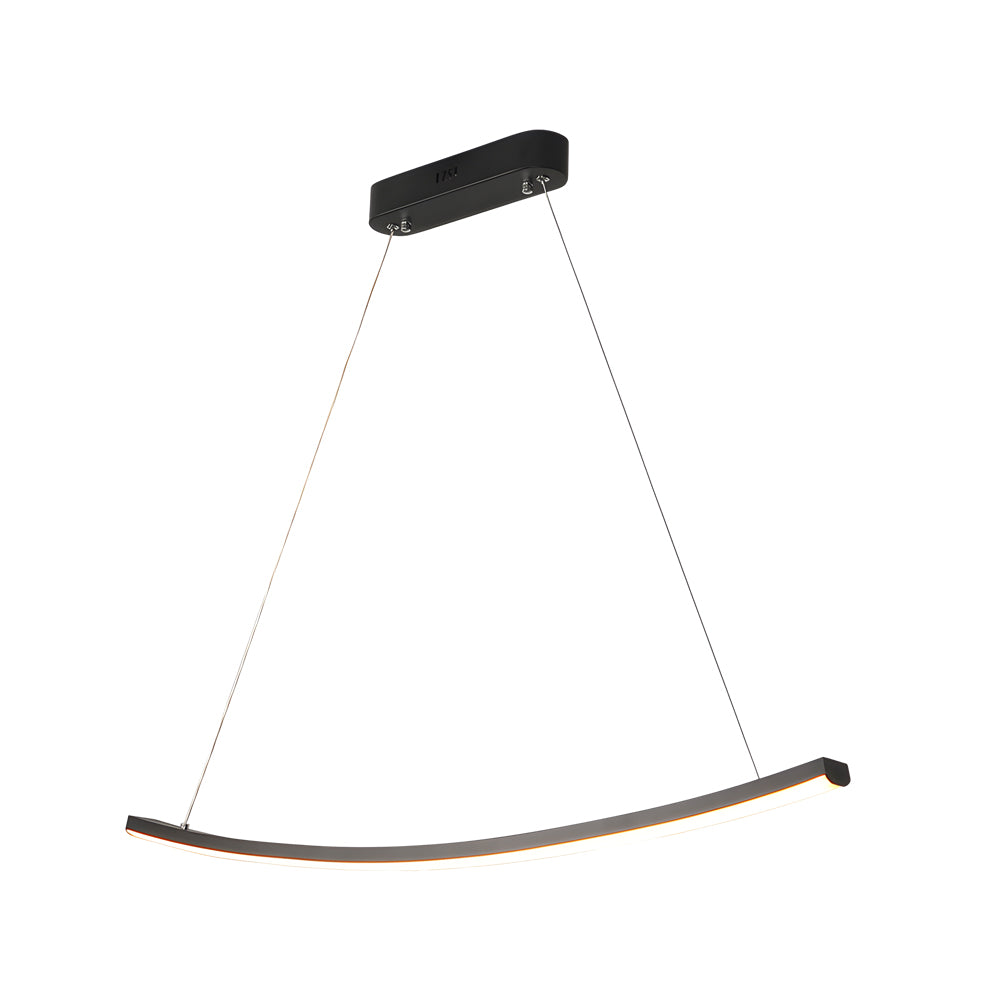 Modern Arcing Linear Pendant - Matte Black