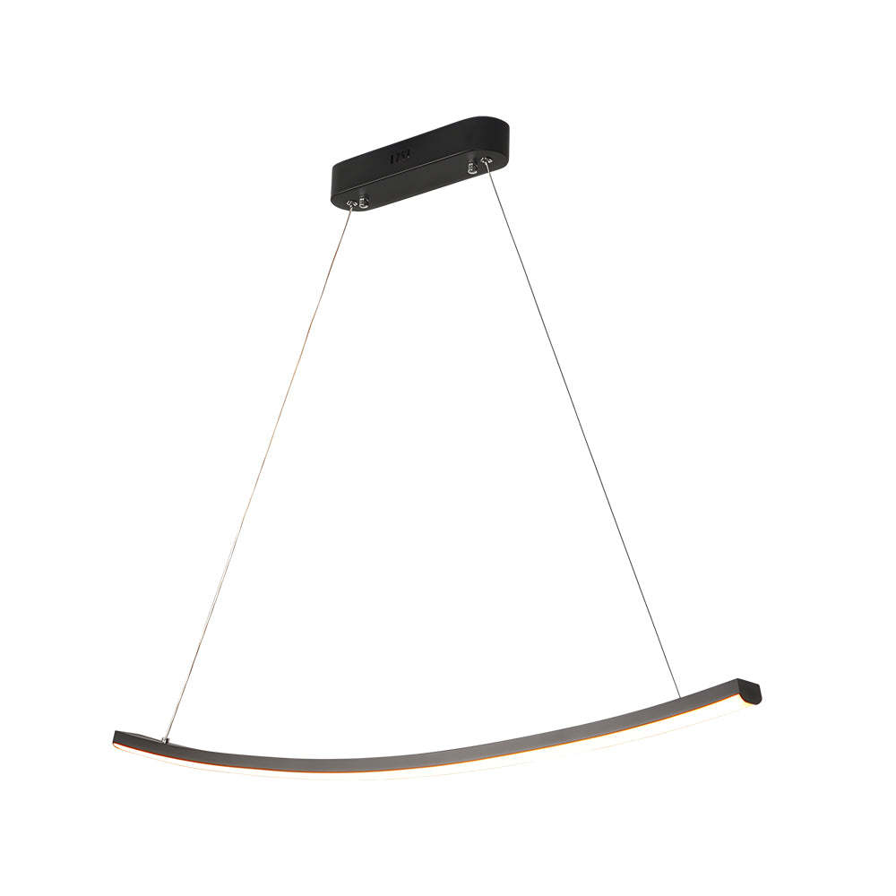 Modern Arcing Linear Pendant - Matte Black