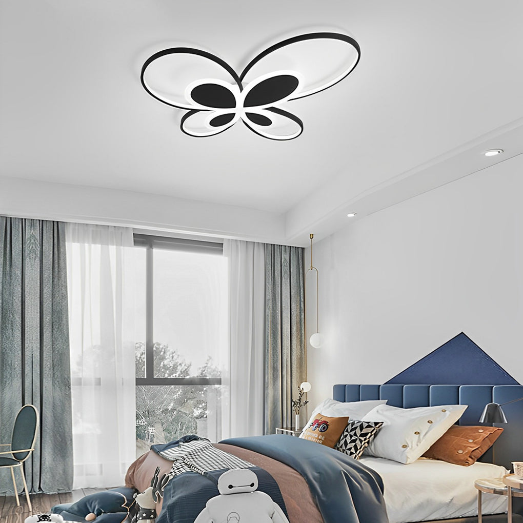 Butterfly cluster black flush mount lighting, Lighom — 22" L x 19" W x 3" H / Cool White (6000K)