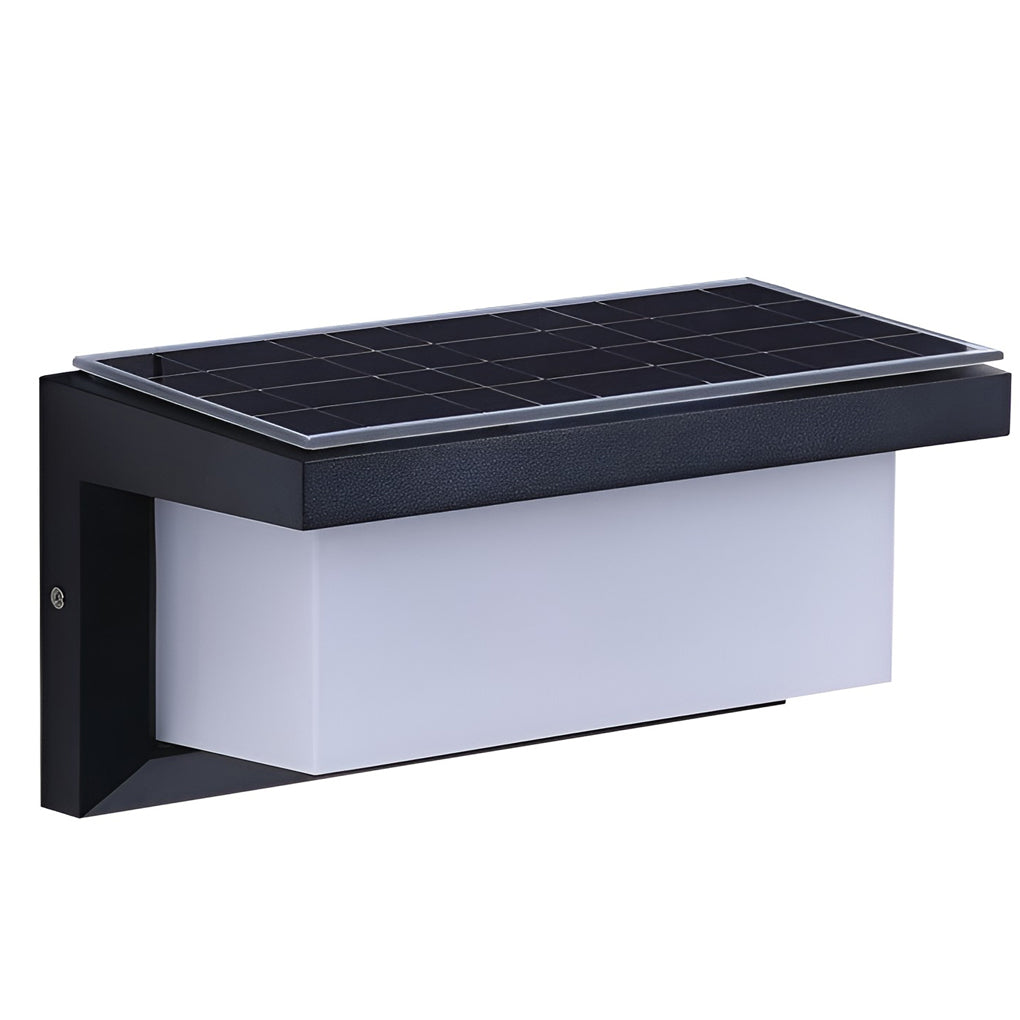Rectangle Light-Control Black Modern Solar Sconce
