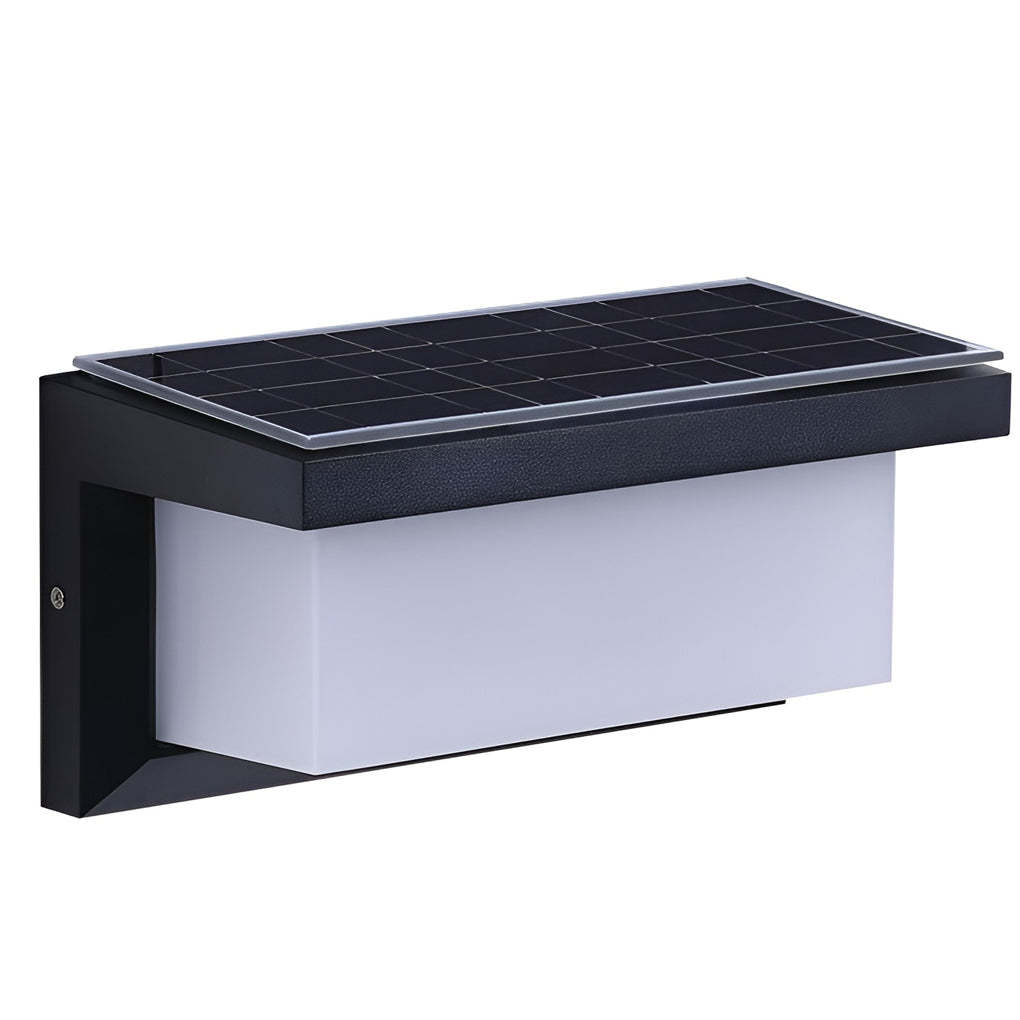 Rectangle Light-Control Black Modern Solar Sconce