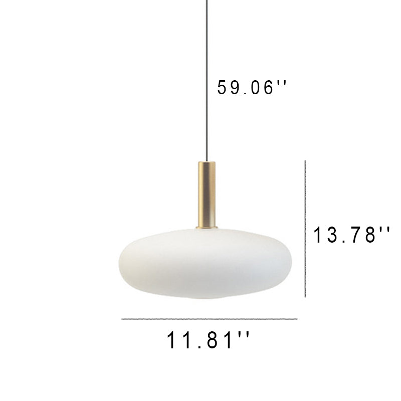 Nordic Milky Glass Flat Round Pendant Light