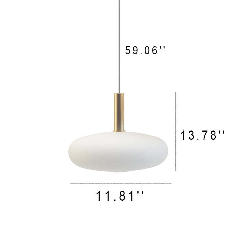 Nordic Milky Glass Flat Round Pendant Light