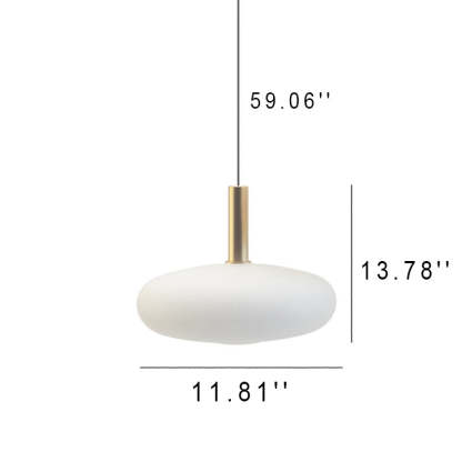 Nordic Milky Glass Flat Round Pendant Light