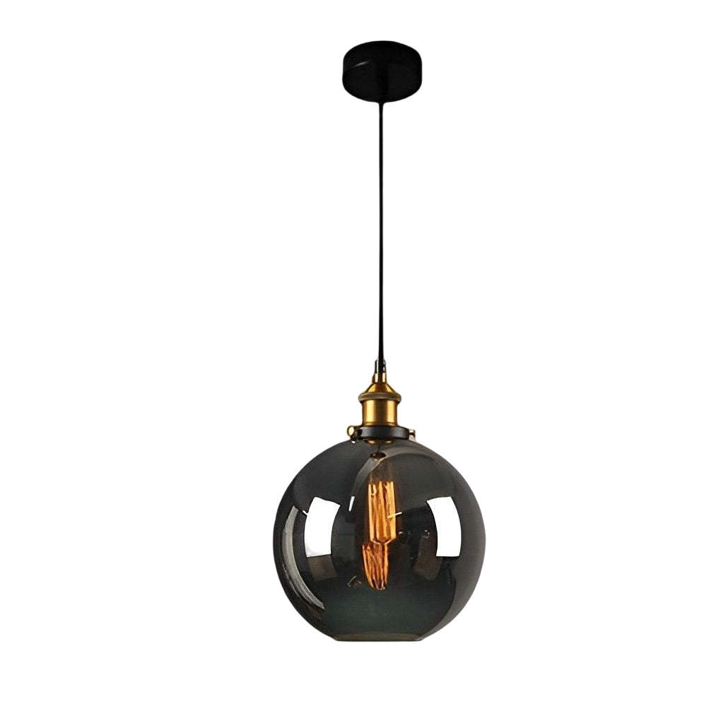 Retro Glass Smoke Gray Industrial Pendant