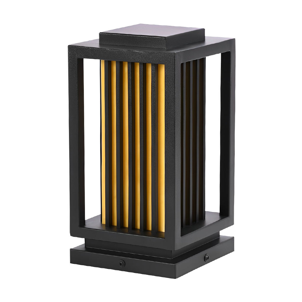 Modern Black LED Cage Pathway Lawn Lamp-Lighom