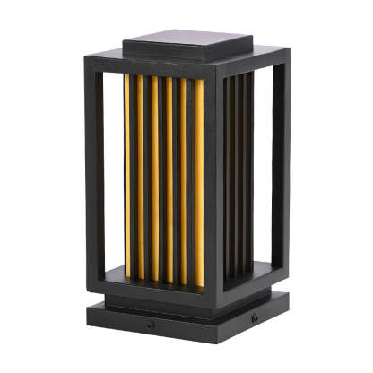 Modern Black LED Cage Pathway Lawn Lamp-Lighom