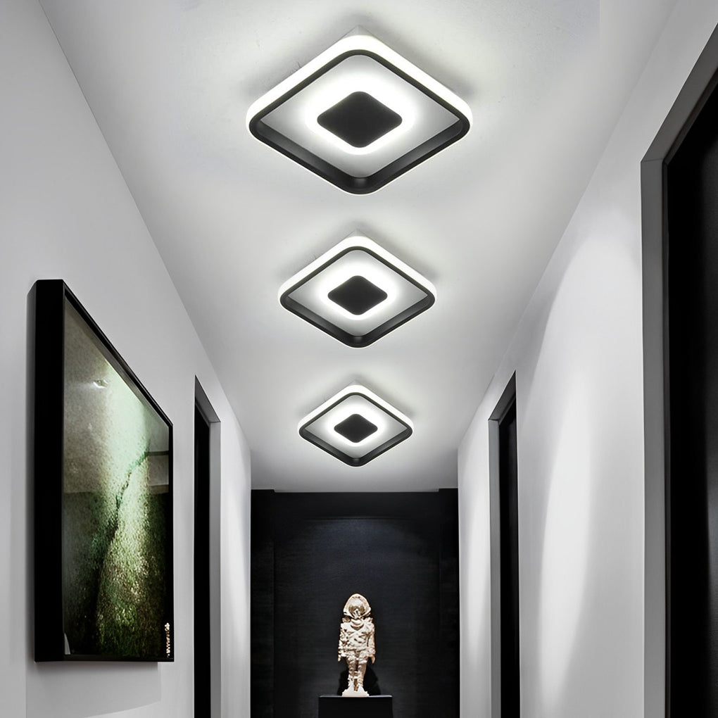 Dual-Square LED Black Modern Flush Mount Light