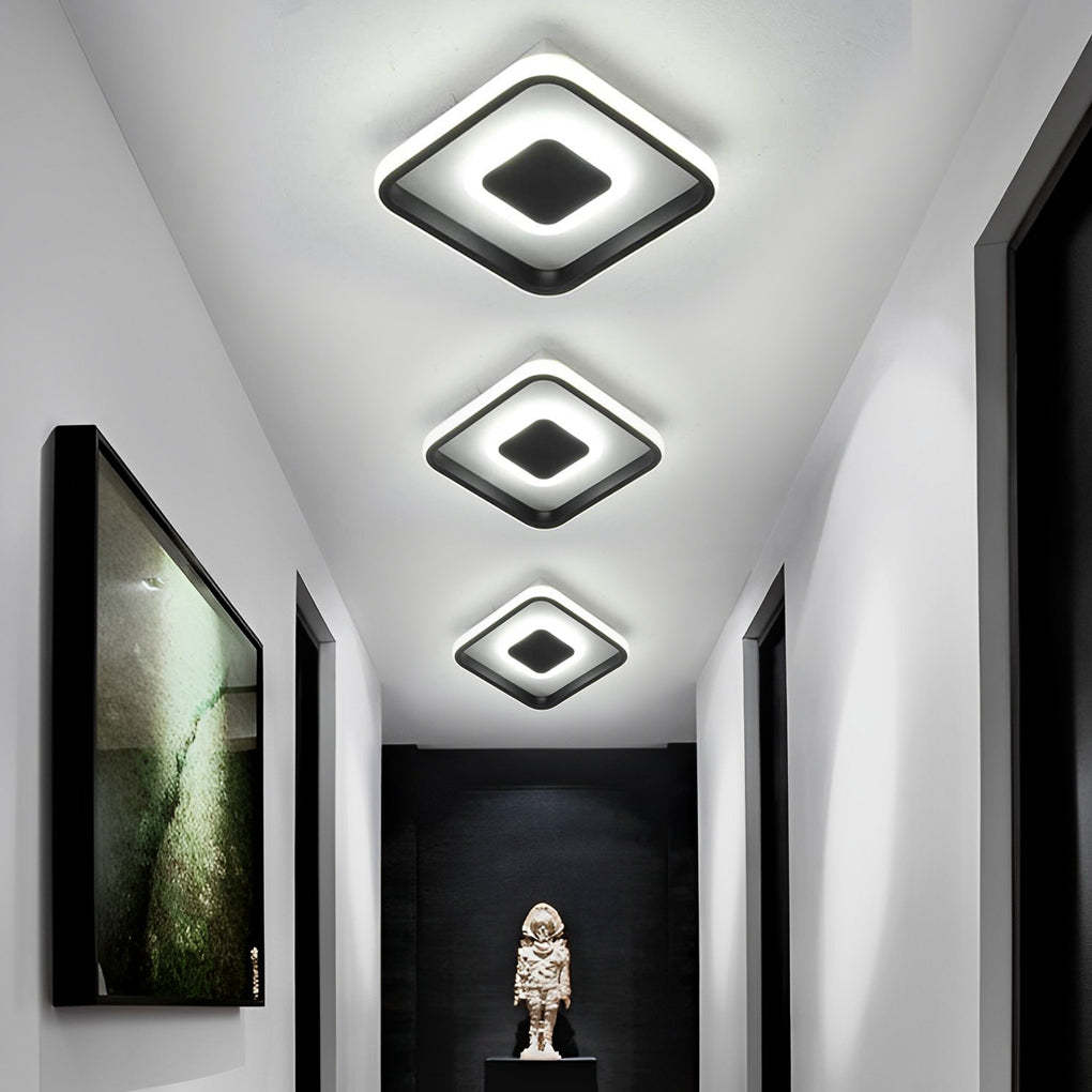 Dual-Square LED Black Modern Flush Mount Light
